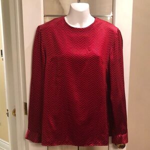 Vintage Silk Red Chevron Blouse